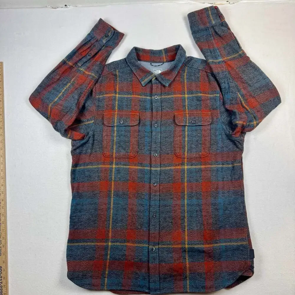 The North Face Men's Long Sleeve Plaid Flannel Button Down Shirt XL